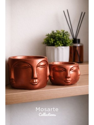 Mosarte Buda Series Minimalist Soyut Yüz Vazo / Heykel – Modern Dekoratif Obje 2 Boy