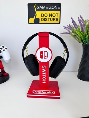 3dpazarıcom 3D Baskı Kırmızı Beyaz Tasarımlı Kulaklık Tutucu