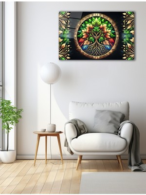 Marsilyan Çok Renkli Hayat Ağacı Cam Tablo