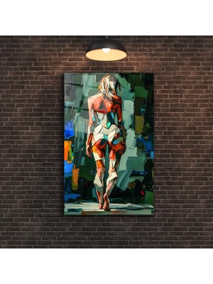 Marsilyan Yağlı Boya Görünümlü Nü Sanatı Cam Tablo