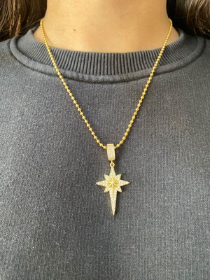 Rose Takı ve Aksesuar Taşlı Kutup Yıldızlı Çelik Kolye