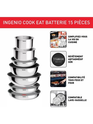 Tefal Ingenio Cook Eat Induction Titanyum Non Stick 15 Parça Tava-Tencere Seti