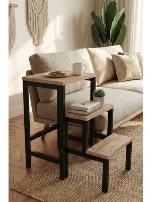 Yüceer Home Katlanabir Zigon Sehpa Çok Amaçlı Tabure Merdiven