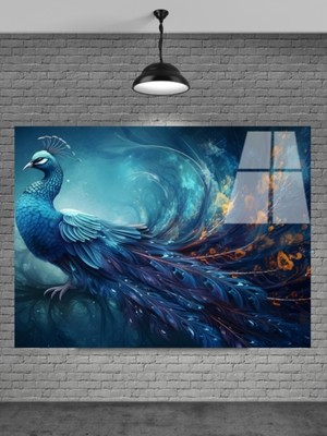 Marsilyan Mavi Tavus Kuşu Cam Tablo Ev Dekorasyon,balkon Dekorasyonu,dekoratif,duvar Tablo,mutfak Tablo