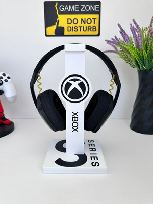 3dpazarıcom 3D Baskı Beyaz-Siyah Xbox S Serisi Tasarımlı Kulaklık Tutucu