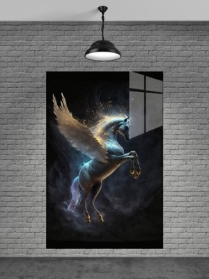 Marsilyan Kanatlı At Cam Tablo Ev Dekorasyon,balkon Dekorasyonu,dekoratif,duvar Tablo,mutfak Tablo