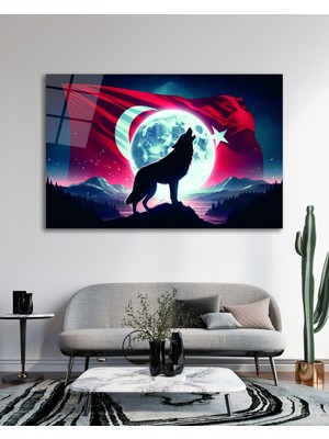 Marsilyan Bozkurt ve Türk Bayrağı Cam Tablo