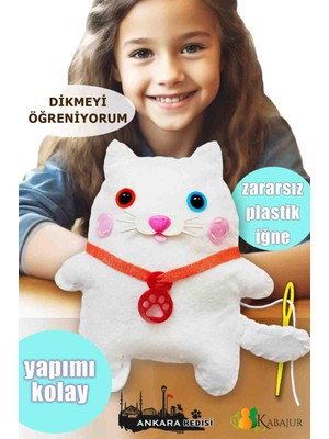 Kabajur Ankara Kedisi Keçe Dikiş Seti - Eğitici Geliştirici Montessori Oyuncak,sevimli Oyuncak Etkinlik Seti