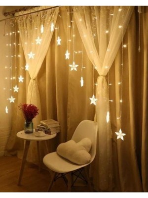 Yıldız Desenli LED Çarpraz Perde SL-1060, Şık ve Parlak Dekorasyon