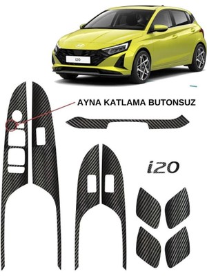 Carmind Hyundai I20 Iç Trim Karbon Folyo Kaplama Set (Ayna Katlama Butosuz)