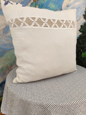 A5 Home Polaroo 45X45 Pamuk-Keten Dekoratif Kırlent Dolgulu 2 Adet