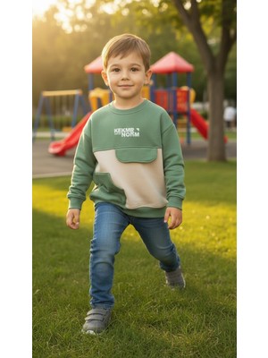 Tuma Collection Erkek Çocuk Kışlık Sweatshirt Pamuklu Üç Iplik Şardonlu Günlük Rahat Model 5-6-7-8 Yaş