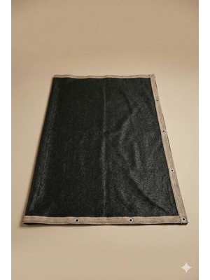 Branda Noktası Tüm Ölçülerle Montaja Hazır Koyu Yeşil Gölgelik - Çit Filesi - Şerit Kolonlu ve Kuşgözlü Balkon Tülü