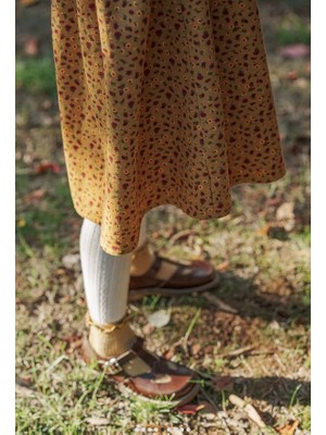 Feviola Çiçekli Sarı Pazen Elbise