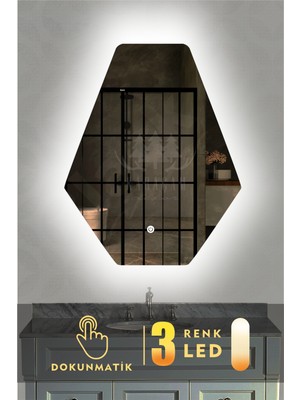 Karaçam Dekor LED Işıklı 3 Renkli Dokunmatik Banyo ve Konsol Aynası