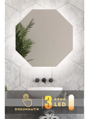Karaçam Dekor LED Işıklı Sekizgen Banyo ve Konsol Aynası