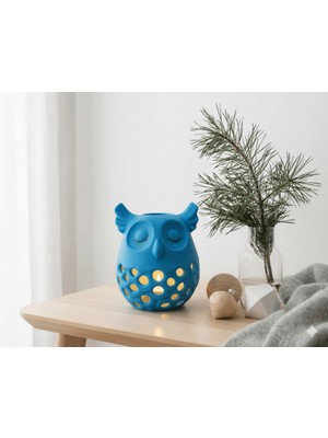 Baykuş Tasarımlı Dekoratif Mum Ile Pil Dahil - Hediyelik Gece Lambası Görünümlü Aksesuar