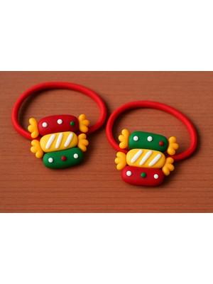 Yılbaşı Şeker Figürlü Bebek Lastik Toka Seti – 2’li Kız Çocuk Tokası