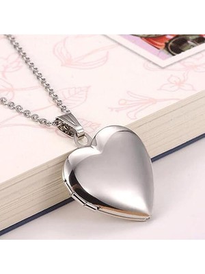 Herşey Nota Fotoğraflı Içi Açılır Kapaklı Düz Kalp Şeklinde Paslanmaz Çelik Kolye