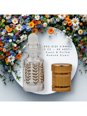 cosangroup Boş Şişe Sırmalı 3 cc – 50 Adet | Esans & Parfüm Numune Şişesi