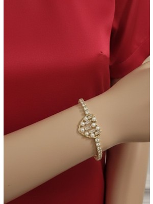 Hg.Aksesuar Xuping Zirkon Taşlı Inci ve Kalp Detaylı Bileklik