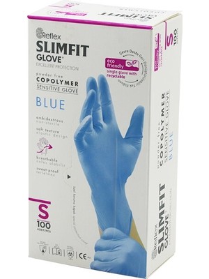Miss Mojo Reflex Slimfit Glove KOD-027 S Mavi Pudrasız Muayene Eldiven 100LÜ