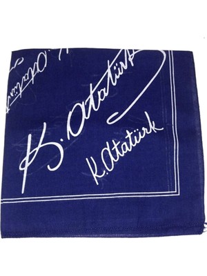 Herşey Nota Atatürk Imza Fular Bandana Lacivert