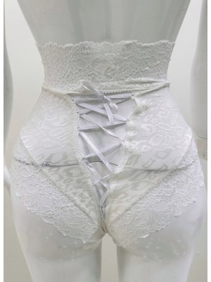 Çamaşır Kenti Ekru Dantelli Yüksek Bel Külot VENÜS-K1012