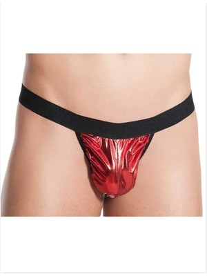 Çamaşır Kenti Fantezi Kırmızı Lame Seksi Erkek String - Tanga