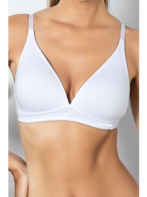 Çamaşır Kenti Beyaz Günlük Konforlu Ince Nefes Alan Süngerli Pamuk Sütyen, Kadın Iç Giyim