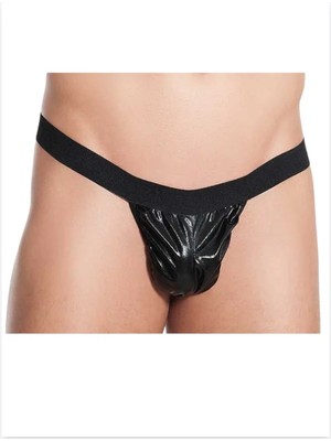 Çamaşır Kenti Fantezi Siyah Lame Seksi Erkek String - Tanga