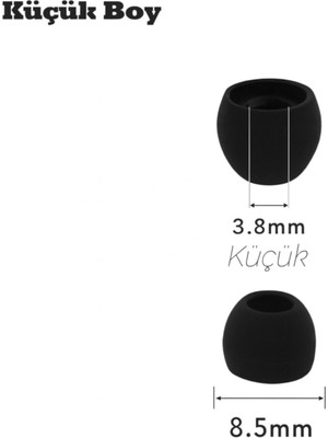 Kumi 1 Çift 2 Adet Kulaklık Silikonu Samsung Uyumlu-Küçük 8.5mm Siyah