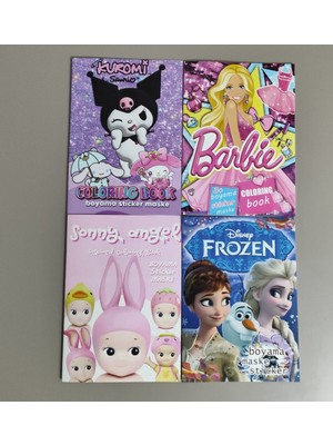 Ada Çanta Kırtasiye 4 Adet Stickerli Boyama Kitabı (Kuromi(K)/barbi/frozen/sonny Angel) AD67057