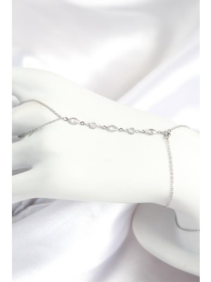 Marsilyan Pirinç Zirkon Taşlı Y Model Gümüş Renk Kadın Şahmeran