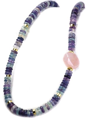 Ilgın Doğal Taş Takı Doğanın Kalbinden: Florit & Pembe Kuvars Doğal Taş Kolye