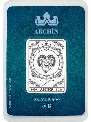 Archin Nisan Ayı Doğumlarına Özel Koç Burcu Sembolü Hediyeye Özel 5 Gram 999 Ayar Gümüş Külçesi-520