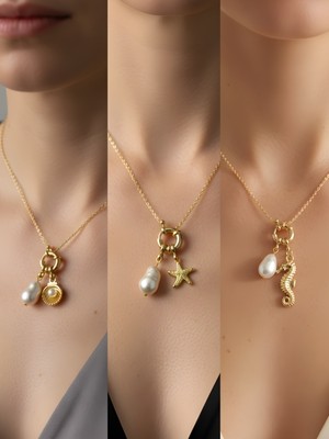 NKT Collection Deniz Atı Deniz Yıldızı Midye İncili Kolye