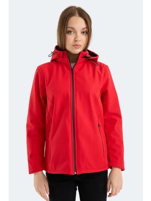 Slazenger HEAT CONTROL Kadın Çıkarılabilir Kapüşonlu Kırmızı Mont & Kaban