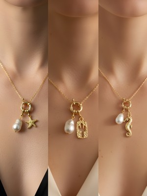 NKT Collection Deniz Atı Kaktüs Deniz Yıldızı Incili Kolye