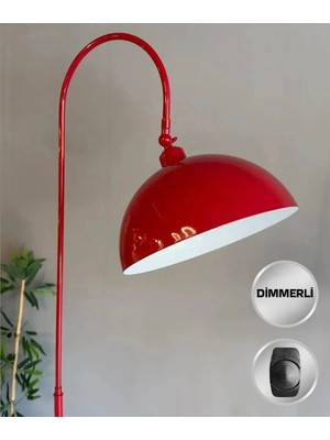 Bamyum Dimmerli Kırmızı Lambader Hareketli Başlık Modern Dekoratif Metal Oturma Odası Çalışma Odası Zemin