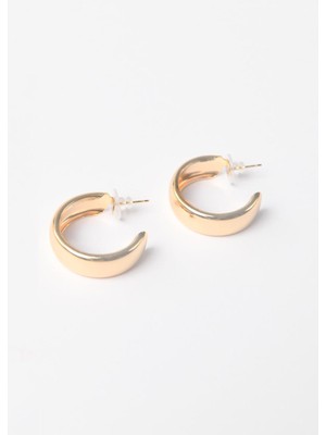 Jimmy Key Altın Rengi Parlak Yarım Halka Küpe