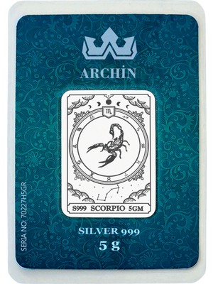 Archin Kasım Ayı Doğumlarına Özel Akrep Burcu Sembolü Hediyeye Özel 5 Gram 999 Ayar Gümüş Külçesi-594