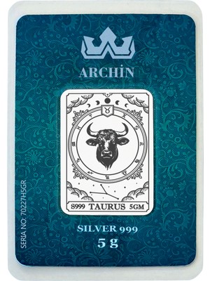 Archin Mayıs Ayı Doğumlarına Özel Boğa Burcu Sembolü Hediyeye Özel 5 Gram 999 Ayar Gümüş Külçesi-597