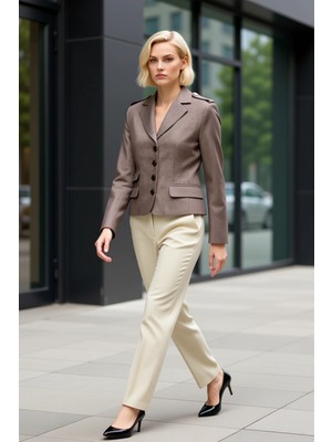 Benerly Kadın Ekose Dokuma Ceket Yaka Uzun Kol Regular Kalıp Fonksiyonel Dayanıklı Kaliteli Modern