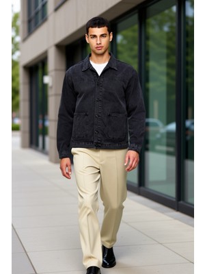 Benerly Erkek Gömlek Yaka Standart Kol Düz Desen %100 Pamuk Ceket Fonksiyonel Dayanıklı Kaliteli Şık
