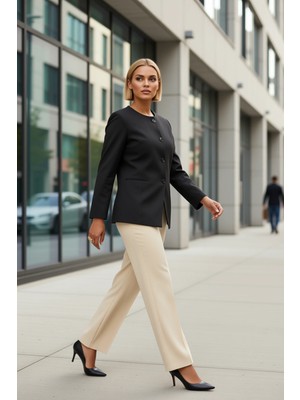 Benerly Kadın Ceket Yaka Standart Kol Fitted Kalıp Uzun Dokuma Fonksiyonel Dayanıklı Kaliteli Spor