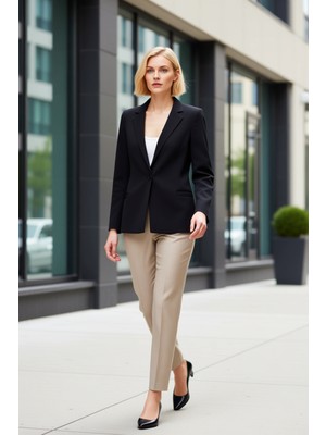 Benerly Kadın Ceket Yaka Uzun Kol Regular Kalıp Dokuma Ceket Fonksiyonel Dayanıklı Kaliteli Modern