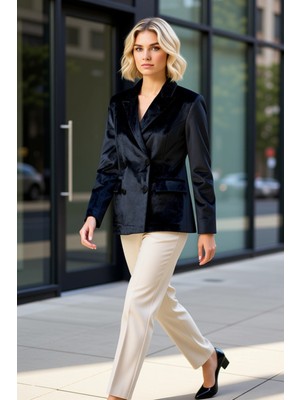 Benerly Kadın Düz Desen Ceket Yaka Standart Kol Kalıp Blazer Ceket Fonksiyonel Dayanıklı Kaliteli Şık