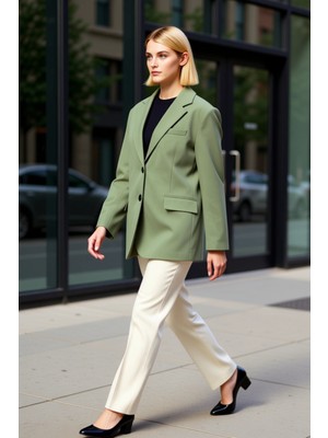 Benerly Kadın Oversize Ceket Yaka Uzun Kol Düz Dokuma Fonksiyonel Dayanıklı Kaliteli Konforlu Spor