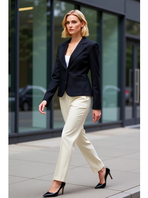 Benerly Kadın Fitted Ceket Yaka Uzun Kol Düz Dokuma Fonksiyonel Dayanıklı Kaliteli Konforlu Modern